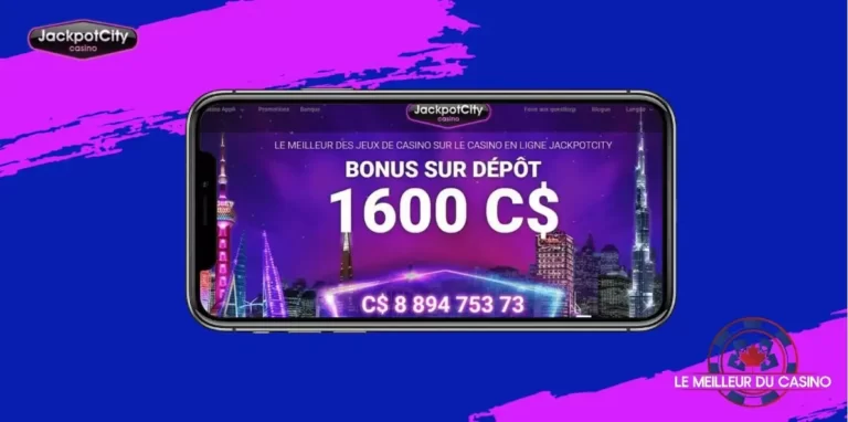 photo prise dun smartphone connecte a la page daccueil en francais du casino en ligne Jackpot City