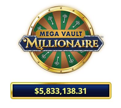 le logo de la machine a sous progressive Mega Vault Millionaire avec le montant de son jackpot actuel de plus de 5 millions de dollars