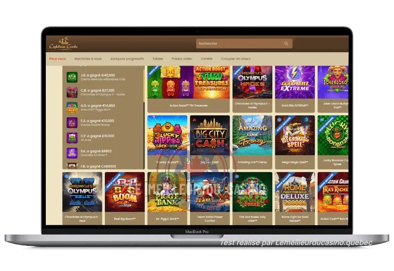 Test du Captain Cooks Casino sur MacBook Pro